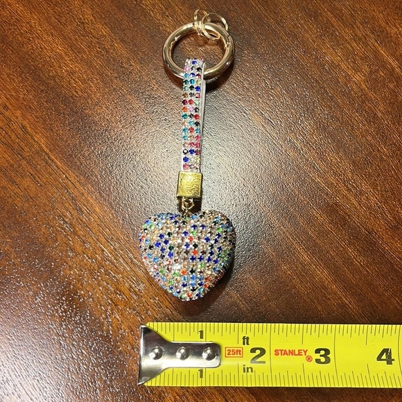 NEW Multicolor Rhinestone Heart Keychain / Purse Charm - Picture 4 of 7